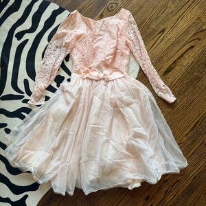 Vintage Pink Long Sleeve Dress